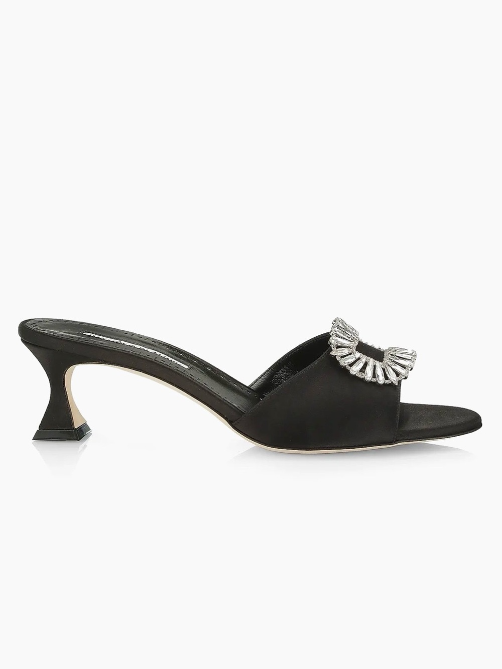Manolo Blahnik Laalita 50 Embellished Buckle Satin Mules